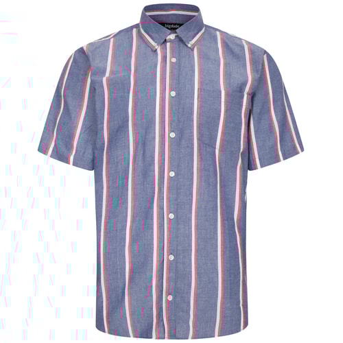 Bigdude Striped Short Sleeve Shirt Navy